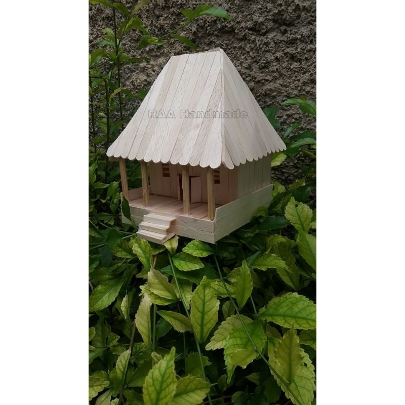 Miniatur rumah adat bale manten (bali) stik eskrim LED