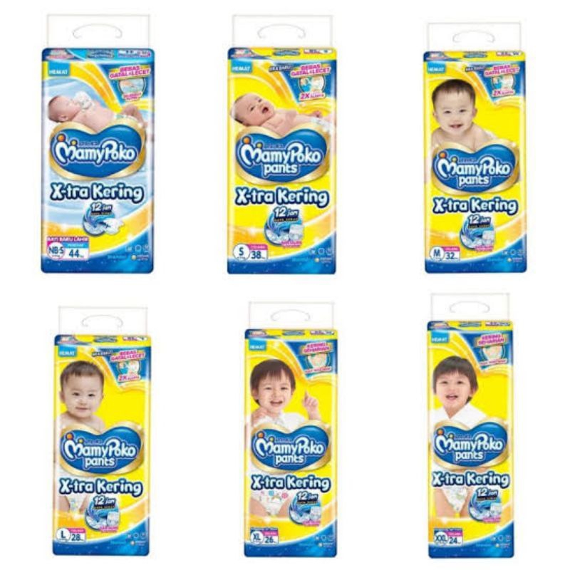 Pampers Mamypoko Pakan NB-S44/S38/M32/L28/XL26