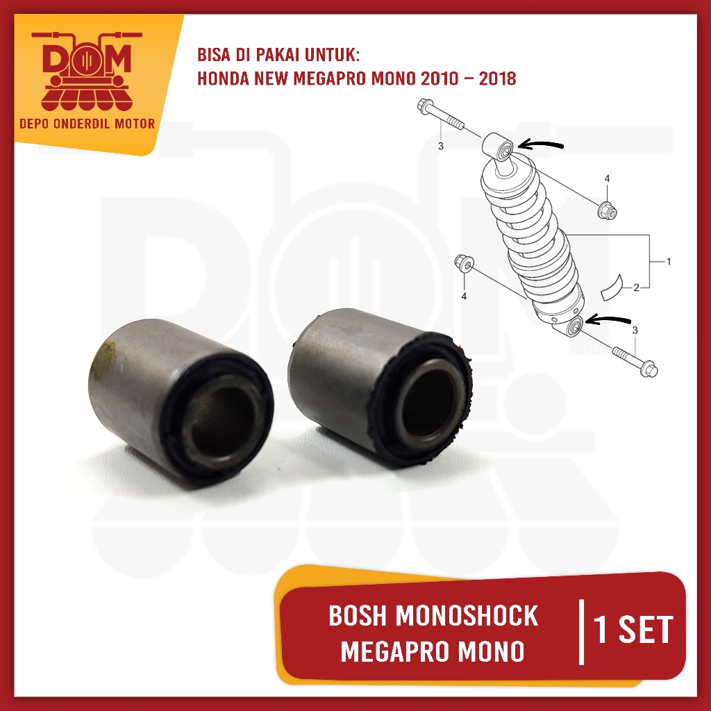 Bosh Mono Shock Mega Pro Mono (PSP) Bos Pangkon Skok Belakang Honda MegaPro Mono Harga Per Set isi 2