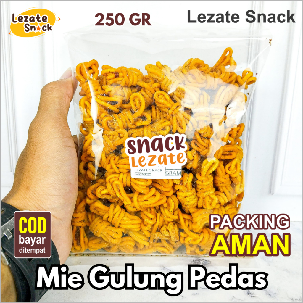 

Mie Gulung Pedas 250GR Renyah Enak Murah / Mi Gulung Viral Pedas Manis Daun Jeruk / Mi Lilit Gehel Ratu ngemil SEDAP SNACK