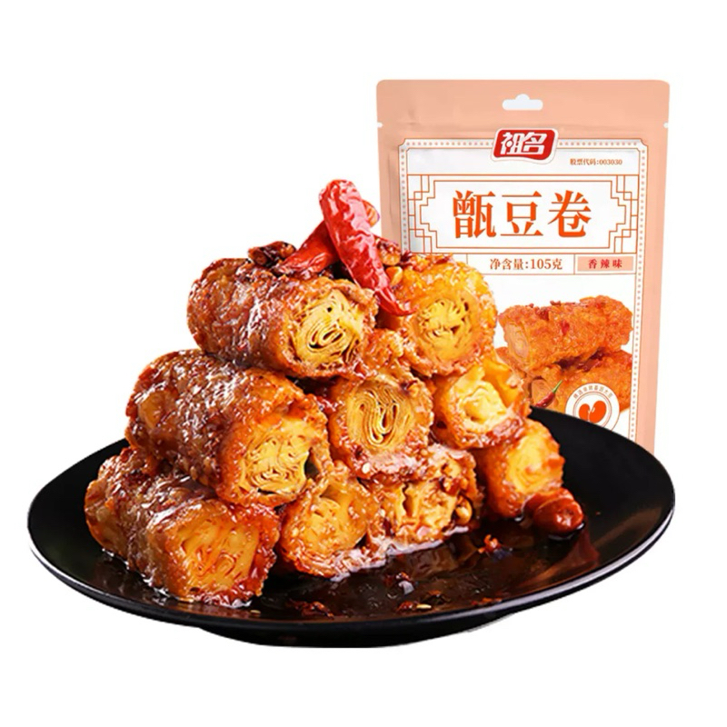 Snack Cina Kacang Gulung Kulit Tahu Pedas