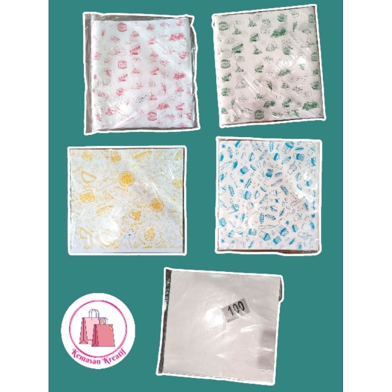 Kertas nasi / paper print / pembungkus nasi motif dan polos