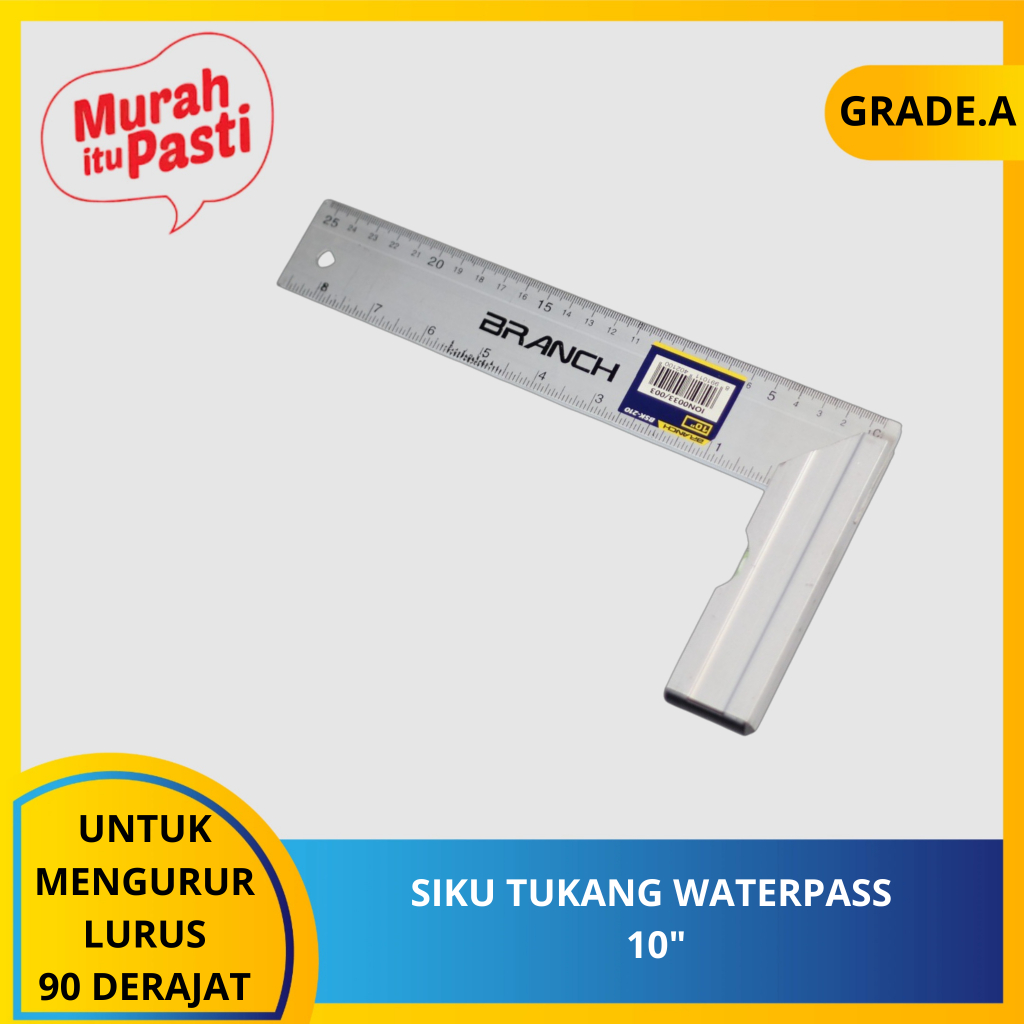 SIKU TUKANG WATERPASS 10" - premium - sikon penggaris 20cm. [A][#SIKU]