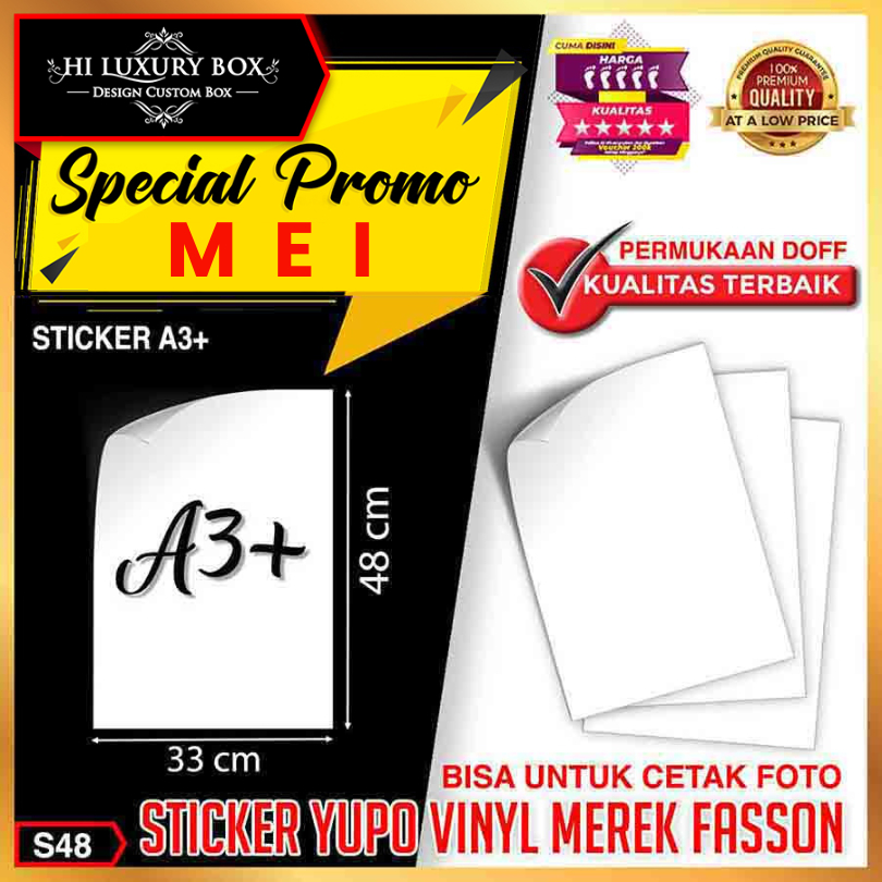 Kertas Stiker|Yuppo|Vinyl|Doff|Fasson|Polos|Label|Serbaguna|33X48|S48