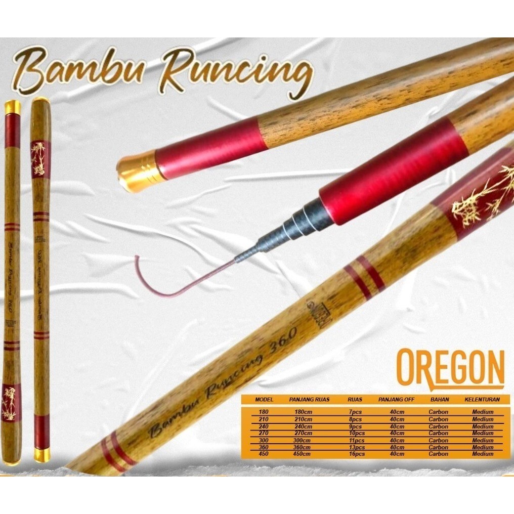 OREGON BAMBU RUNCING Tegek Ros Pendek Bahan Carbon Action Medium Alat Pancing Joran Microfishing