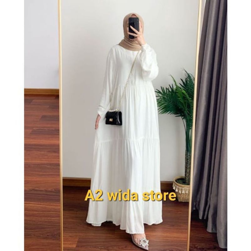 GAMIS SAR,i RAYON PREMIUM/HANUM DRESS/dress putih/gamis susun/homey dress/gamis busui//cod