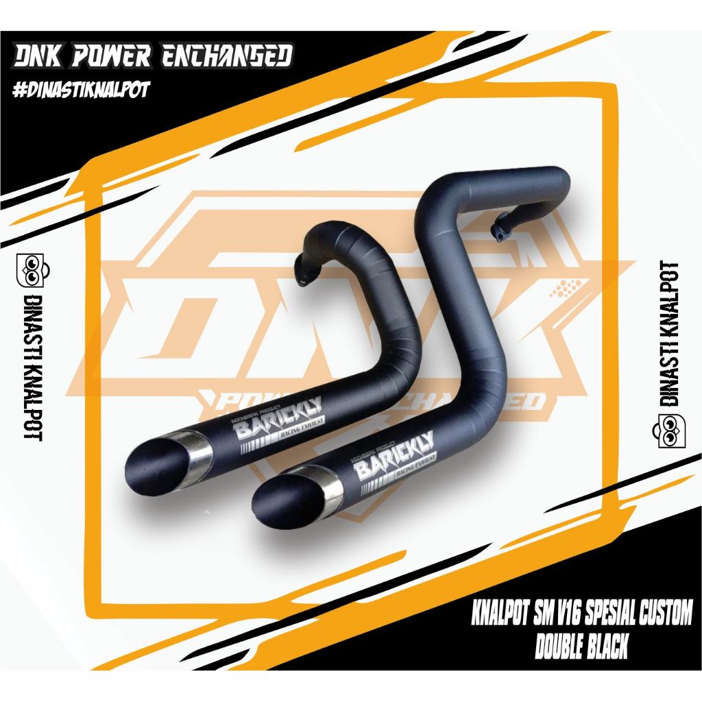 Knalpot SM V16 SPESIAL CUSTOM PNP DOUBLE BLACK