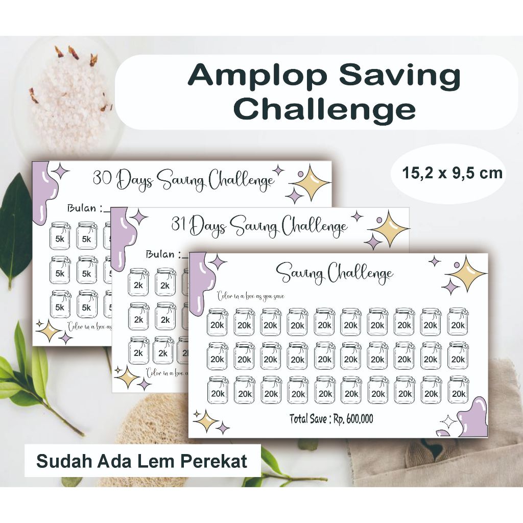Amplop Tantangan Menabung 30 & 31 Hari Tabungan Target Amplop Saving Challenge