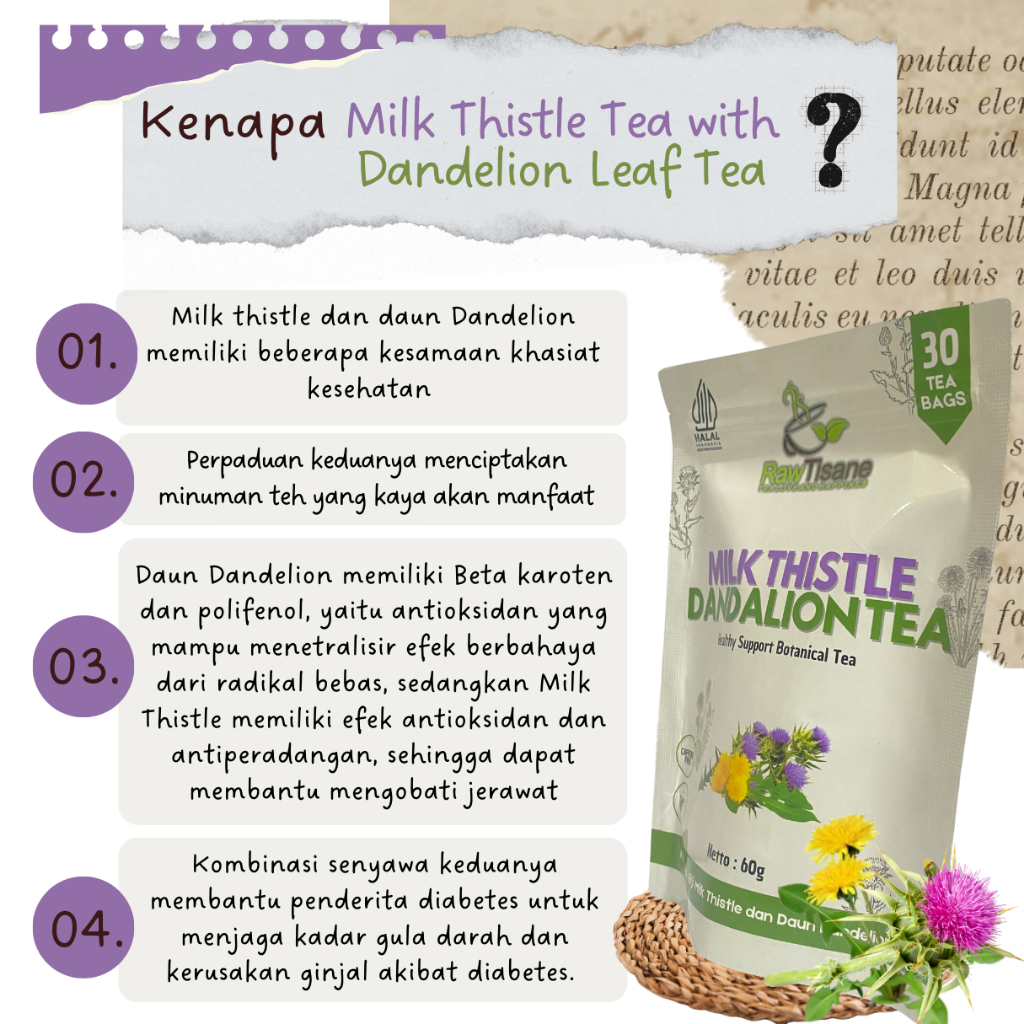 

MAR RAW TISANE Milk Thistle With Dandelion Leaf Tea : Teh Celup Biji Milk Thistle & Daun Dandelion