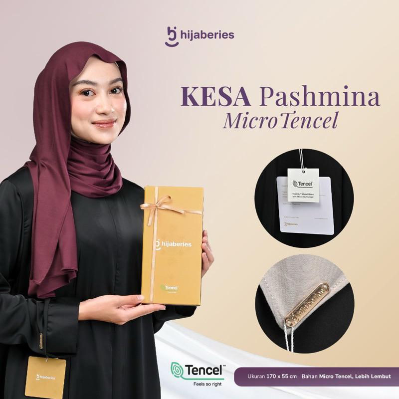 Hijaberies - Kesa Pashmina Kaos Modal Tencel - Pashmina Tencel - Pashmina Kaos