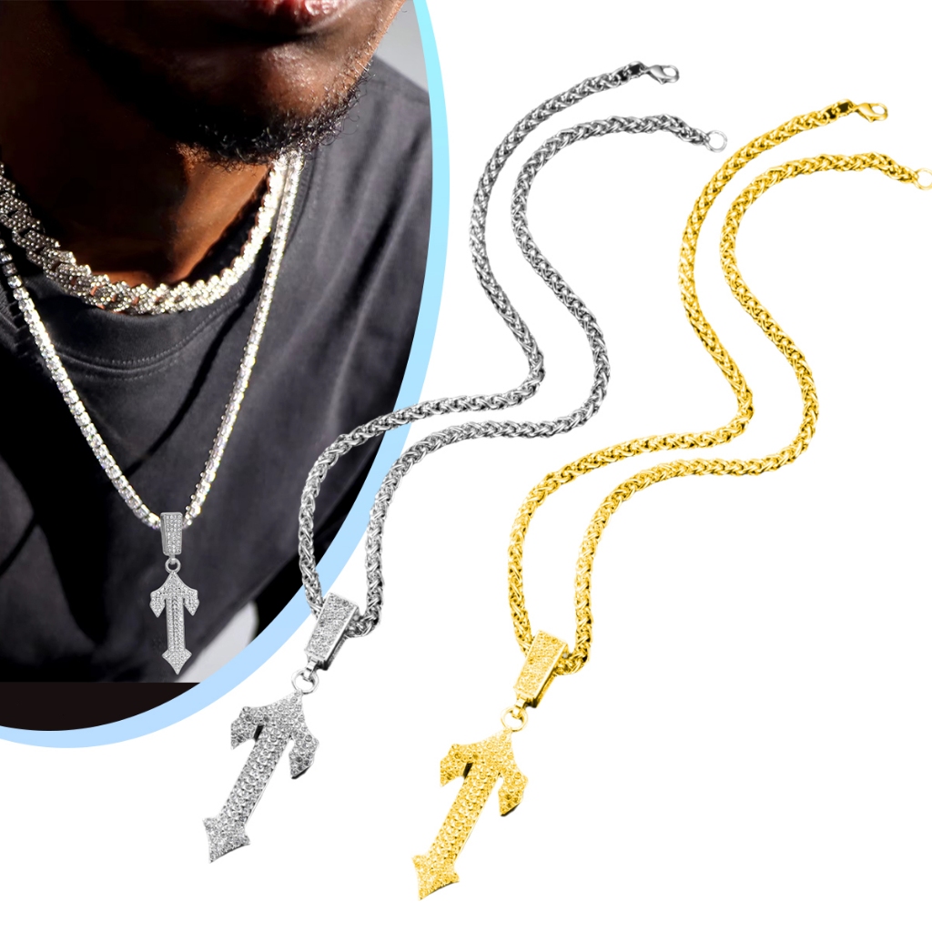 kalung pedang salib kalung berbentuk pedang Hip Hop kalung salib titanium anti karat Unisex