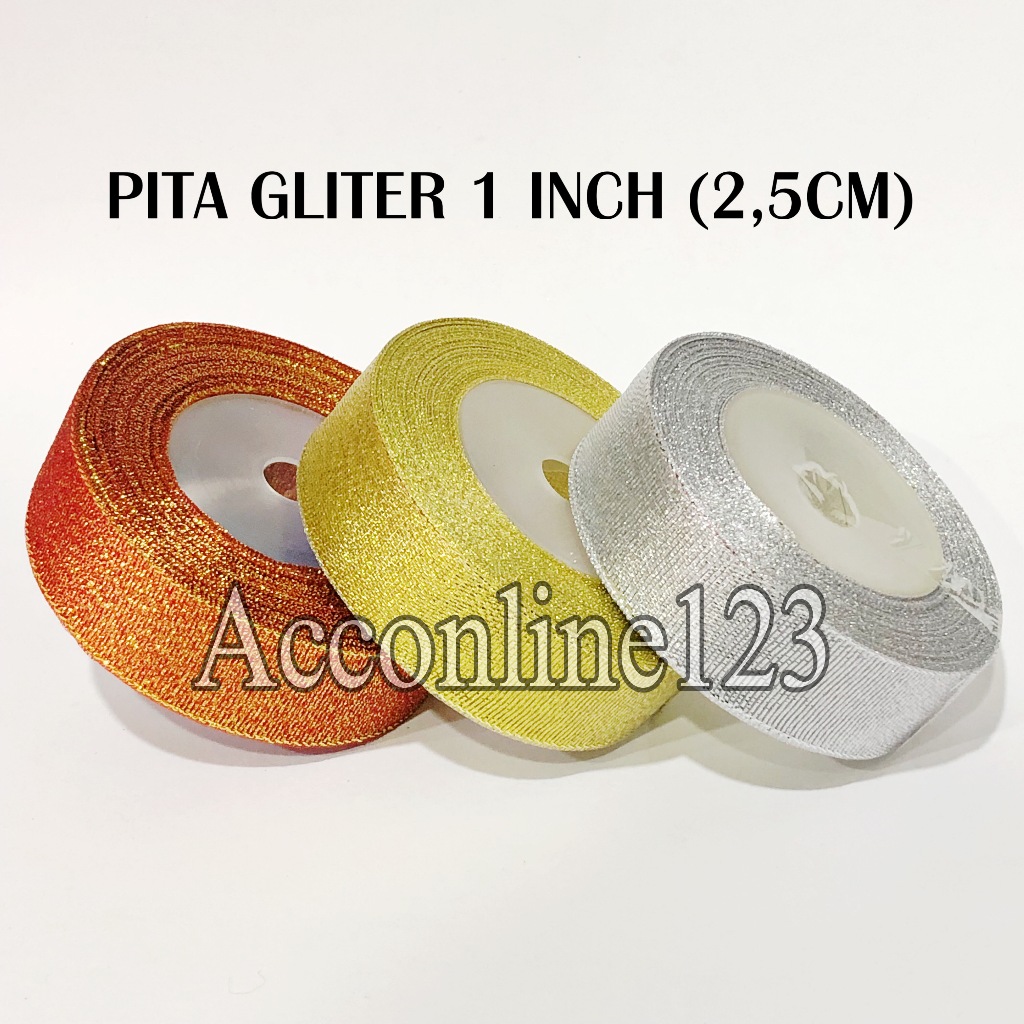 

Pita Gliter 1 Inch (2,5CM) / Pita Hiasan Parcel Souvenir Per Roll