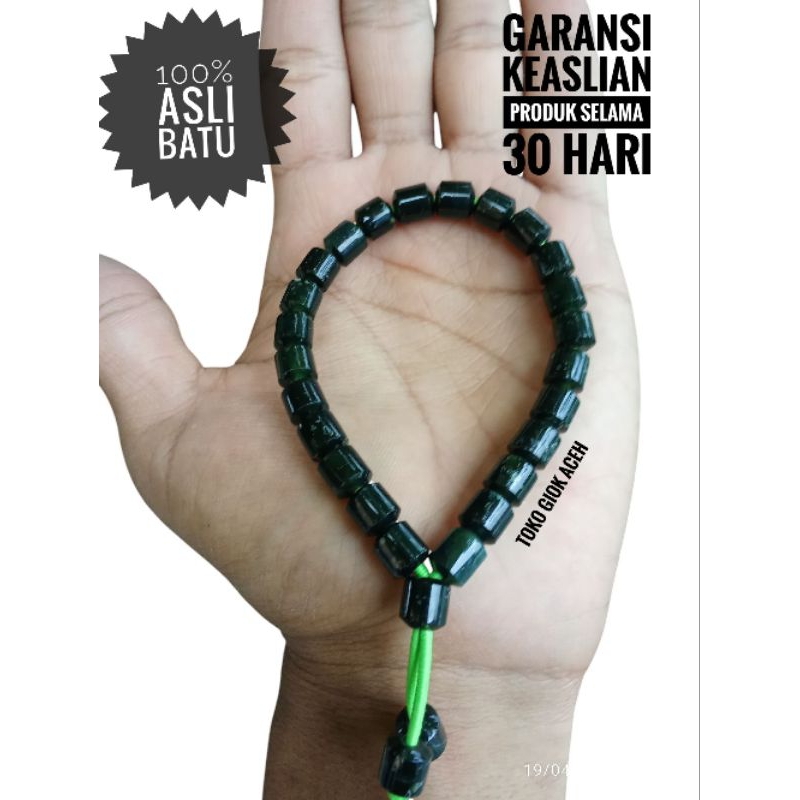 Gelang once Batu Black Jade Tembus Tabung Cutting Asli Aceh