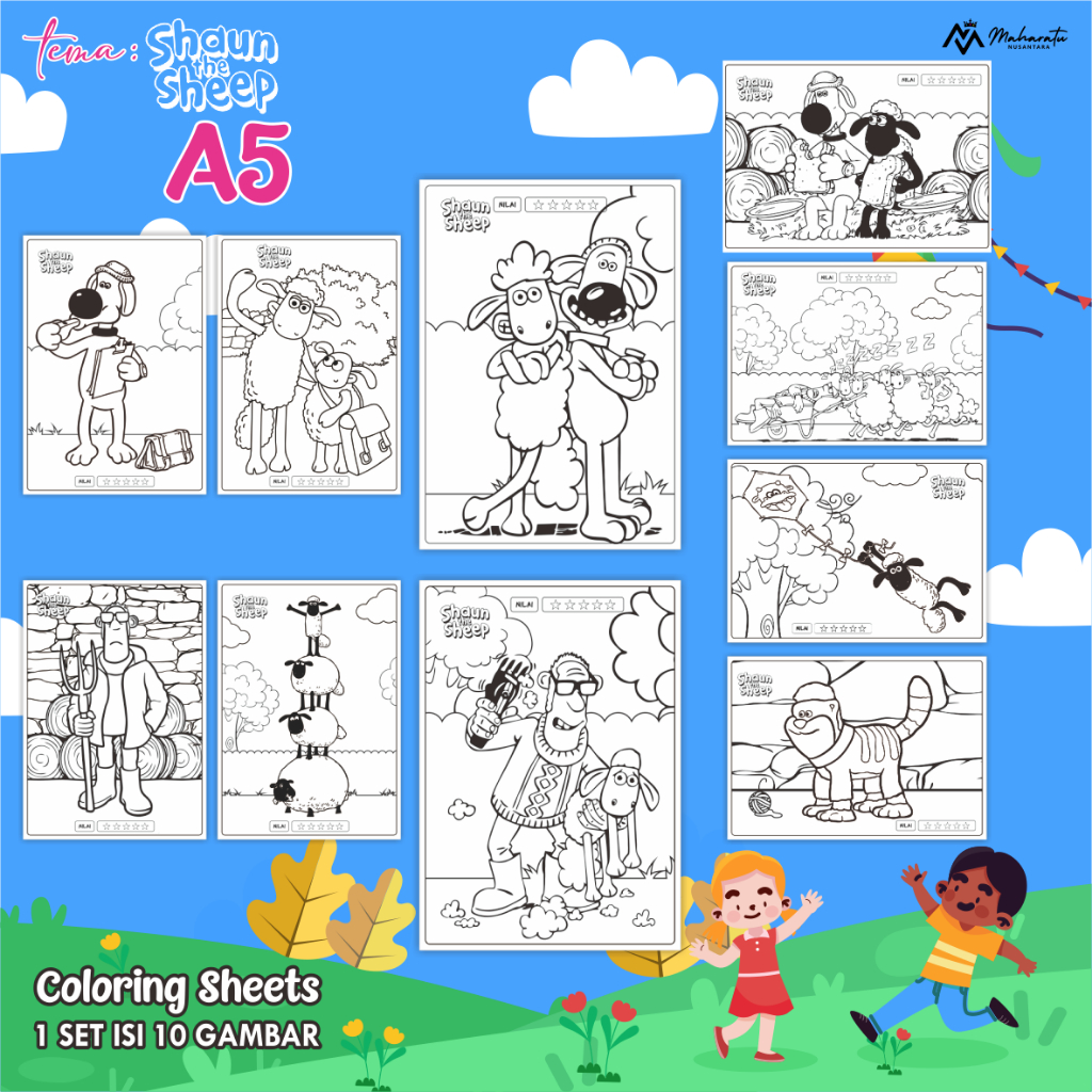 

[TEMA SHAUN THE SHEEP] KERTAS MEWARNAI ANAK - LEMBAR GAMBAR READY STOCK - COLORING SHEET