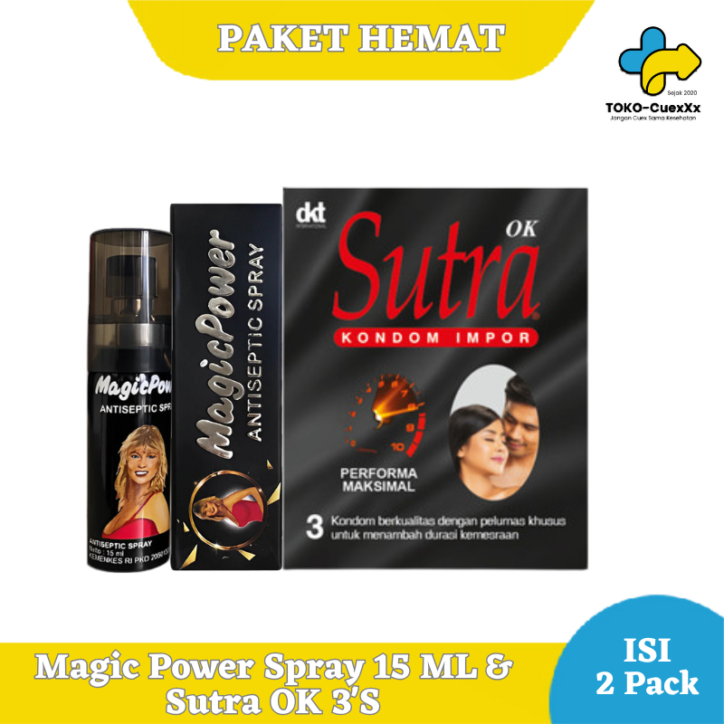 Tisu Magic Power Spray 15mL Semprot Original & Kondom Sutra Ok Tahan lama isi 3 pcs