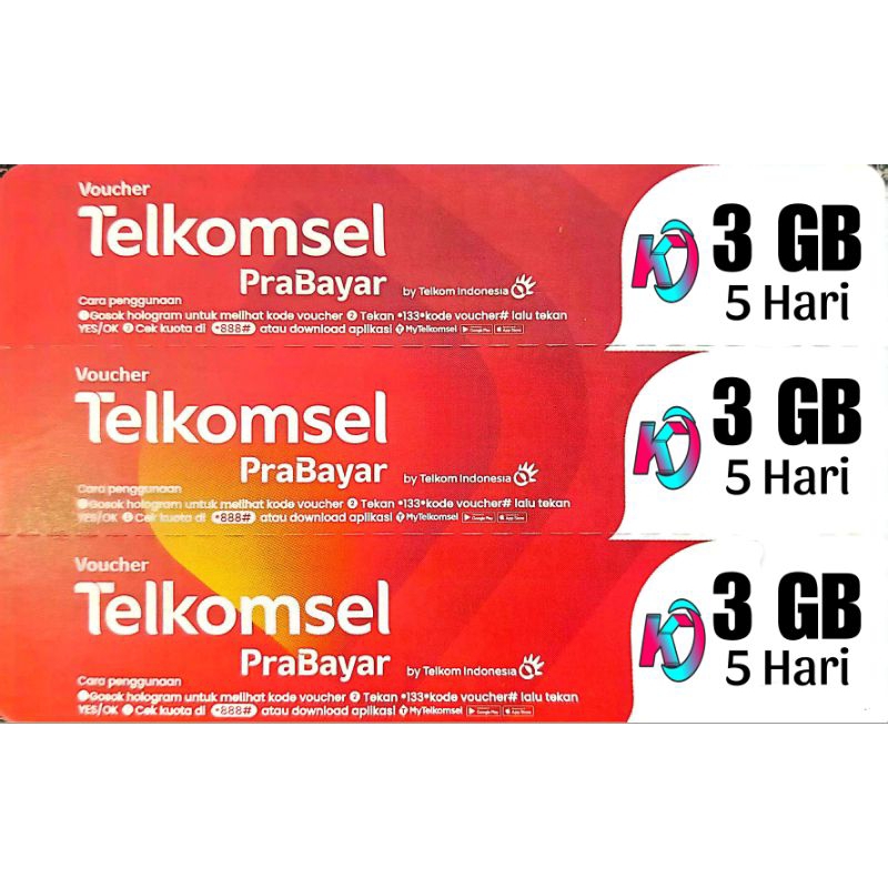 Grosir Voucher Telkomsel 3 GB/5 hari area Sumbagsel zona 1 dan 3