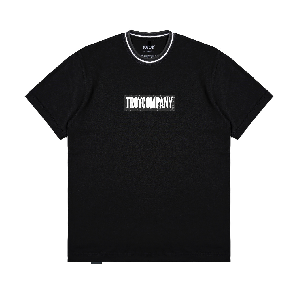 Troy Company Neck Strip Tshirt Black Contour - Kaos Lengan Pendek Kaos Hitam KST 3100-3A1W1B