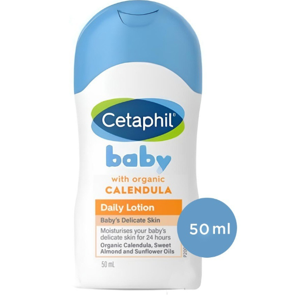 Cetaphil Baby with Organic Calendula Daily Lotion 50ml Travel Size dengan Calendula, Glycerin, Sweet
