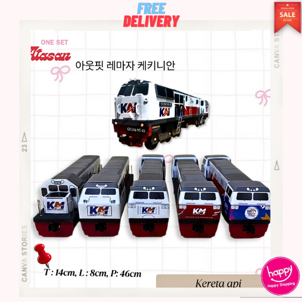 Mainan Kereta Api + Gerbong Kereta Api Indonesia Seri Lokomotif (Handmade) Mainan Kereta Api