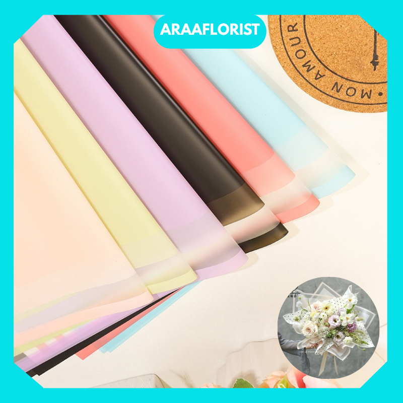 

KB122 20 LEMBAR Kertas Buket Bunga Cellophane Florist Flower Wrapping Paper Double Frame Color