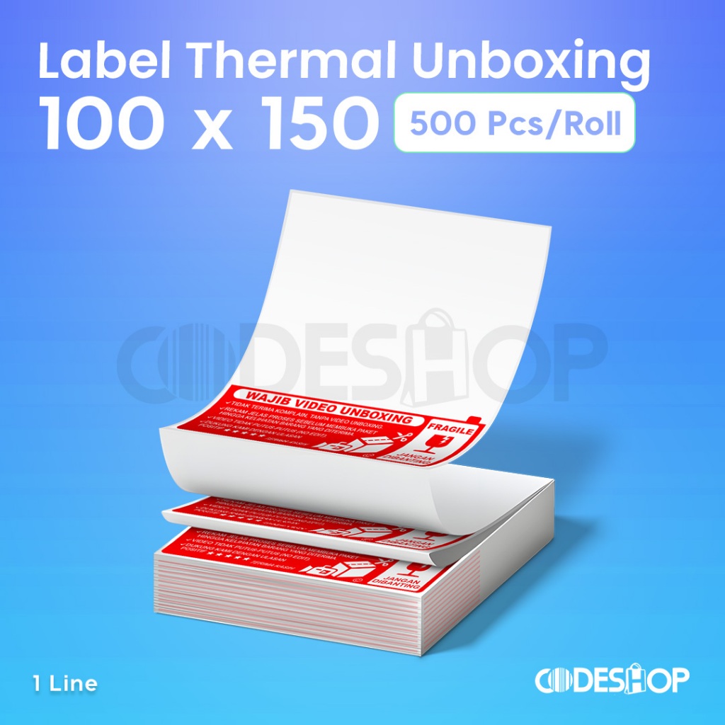 

Stiker Label Unboxing Thermal 100x50 mm 1 Line isi 500 Pcs Fold Zigzag
