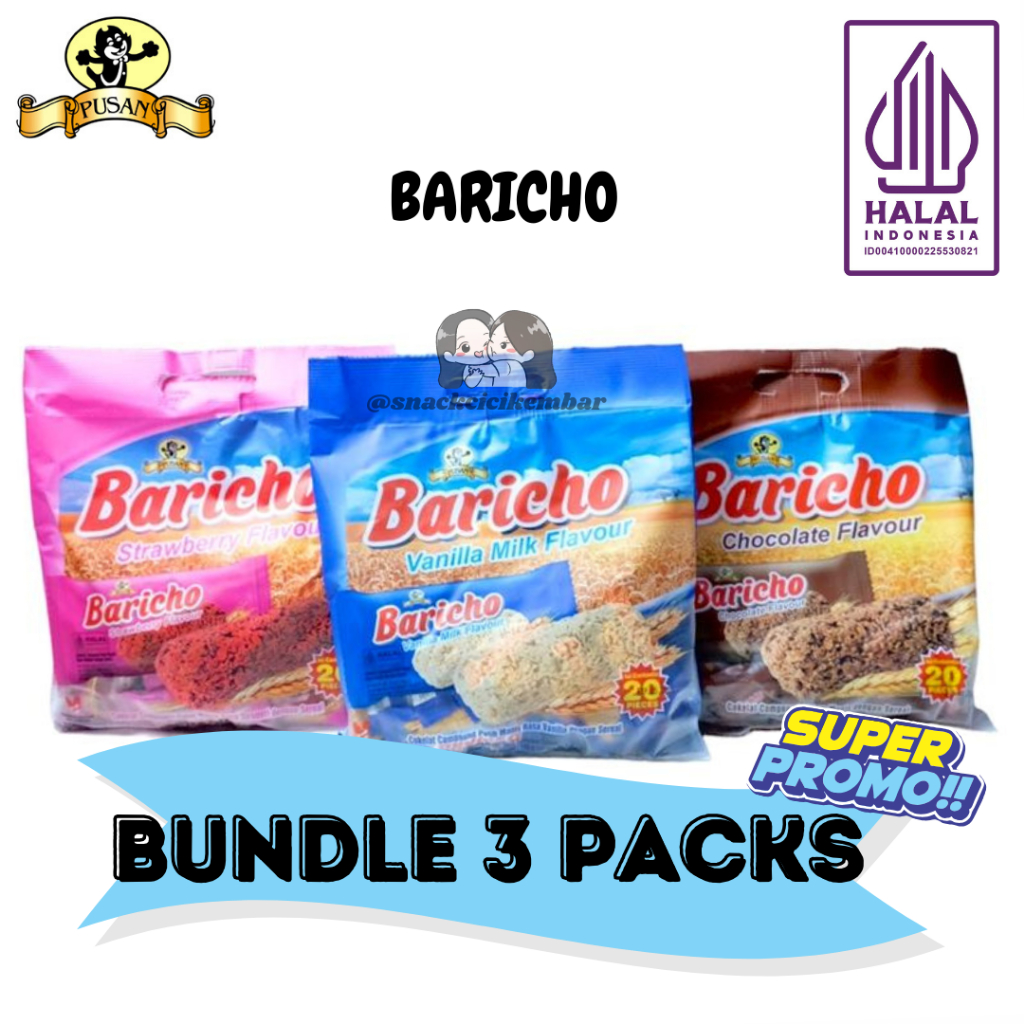 

BUNDLE GET 3 PACKAGE PUSAN BARICHO SNACK SEREAL OAT RASA COKELAT STROBERI VANILLA