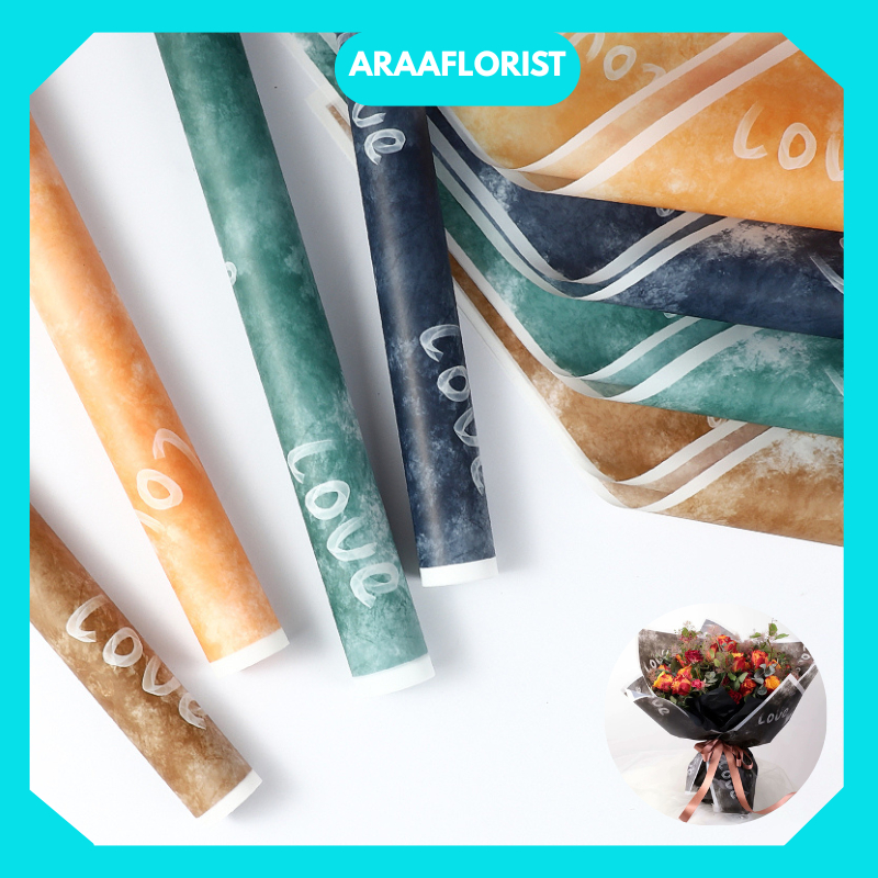 

KB063 20 LEMBAR Flower Wrapping Paper Motif Tulisan LOVE Abstrak Florist Cellophane Kertas Buket