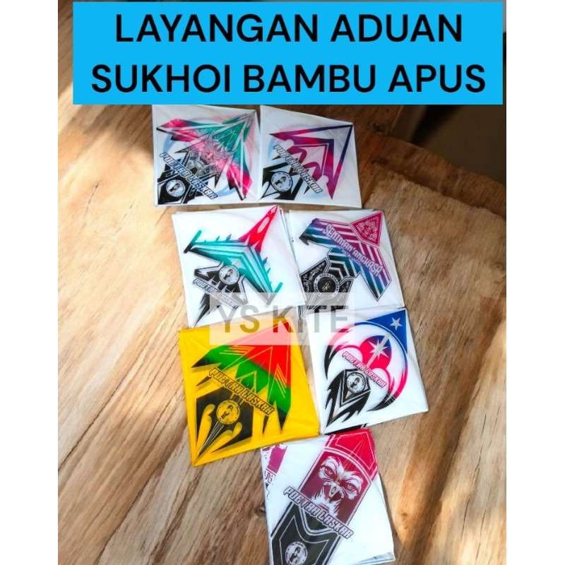 50 Pcs (GROSIR) Layangan Sukhoi Standar Aduan Apus Arku Lurus