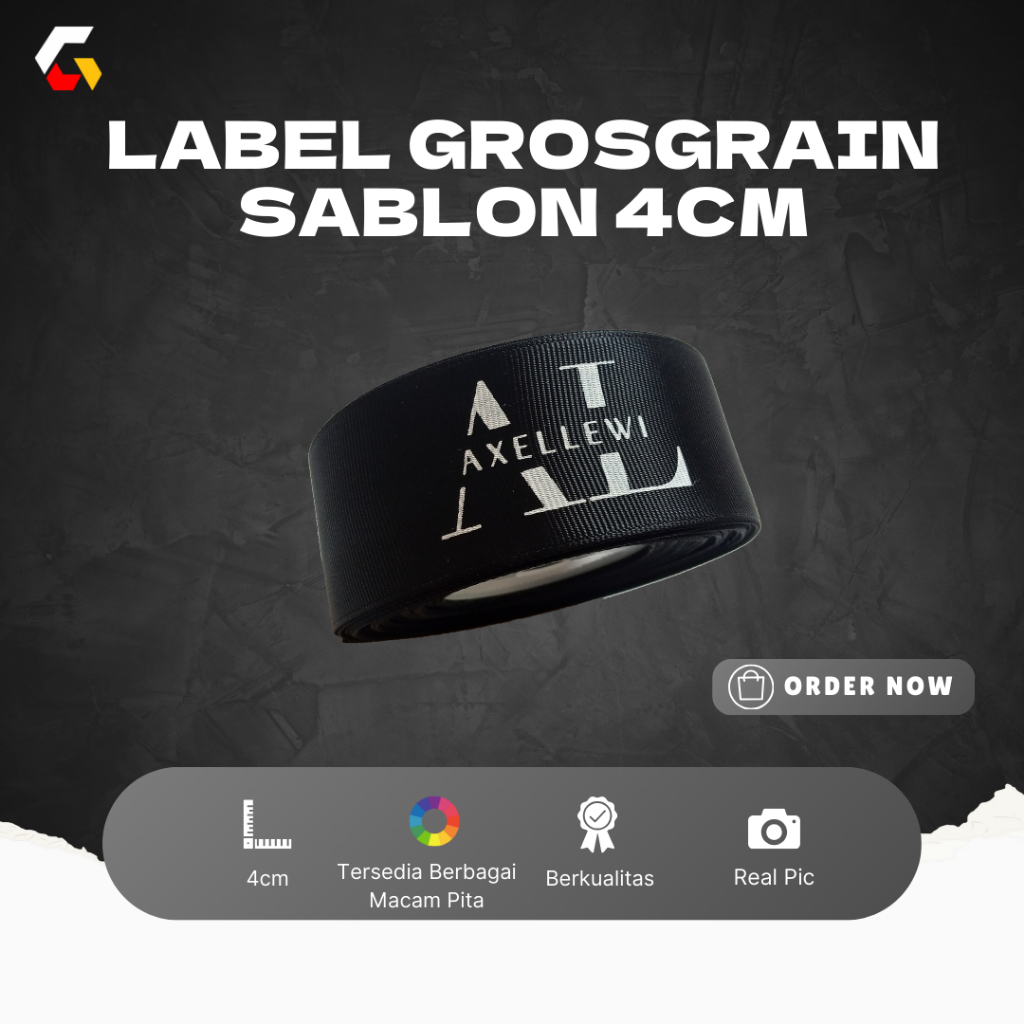 

Pita Grosgrain Custom Sablon Label Baju Hijab Kado Souvenir Pouch Kemasan Label Merk Brand