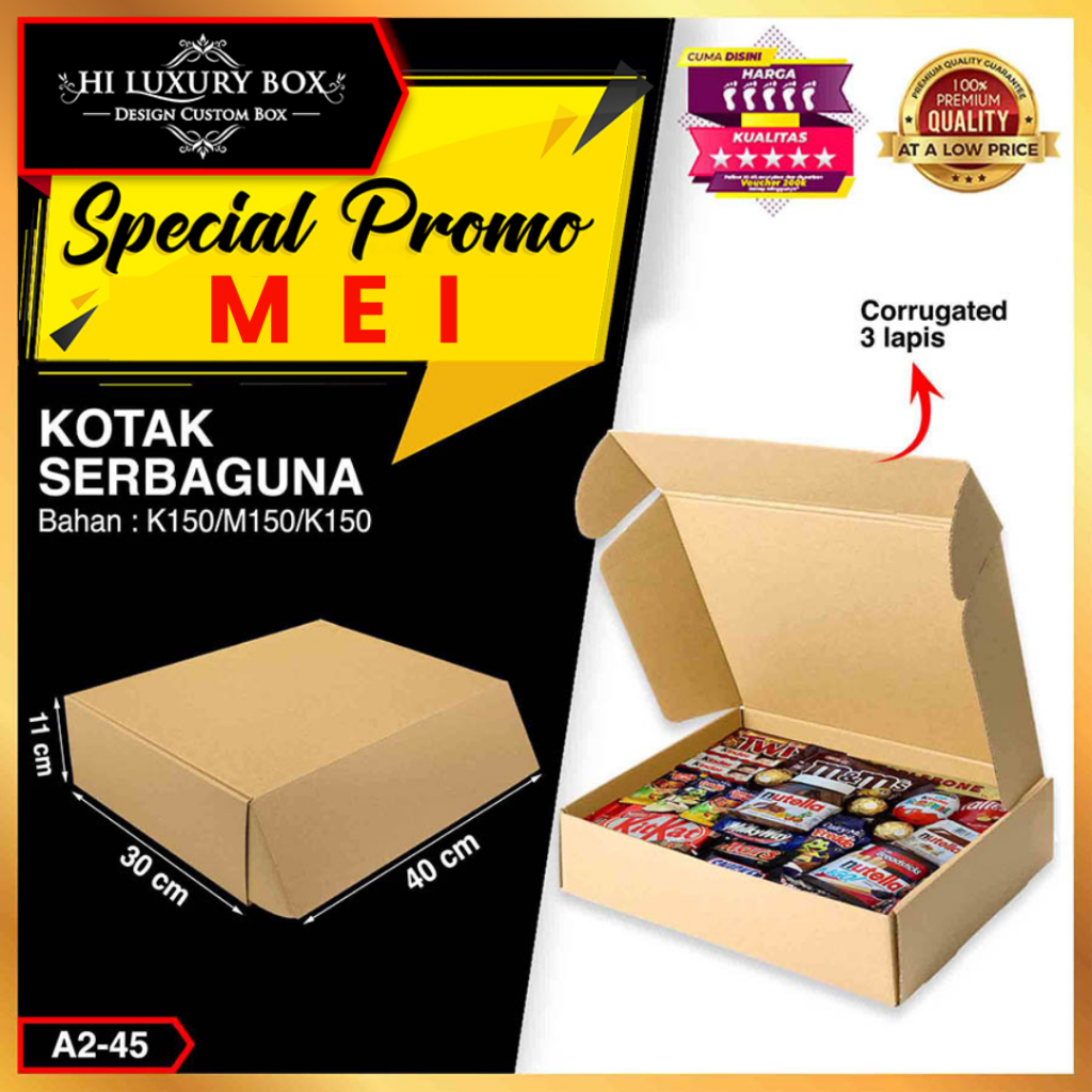 

Kotak kardus - Packaging Coklat Polos Uk 40x30x11 Cm - A2-45