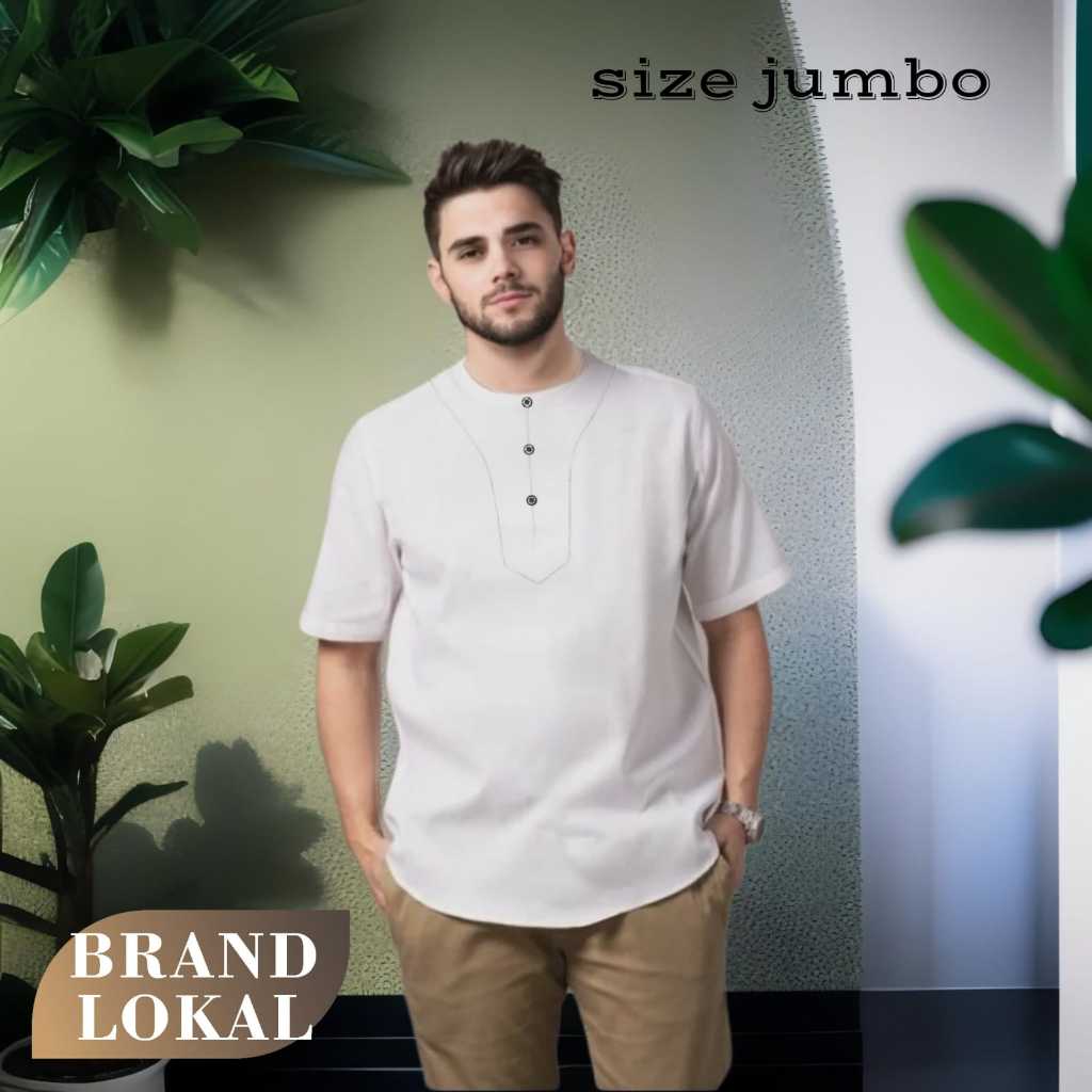 Kaos Kurta Pakistan Pria Dewasa | Koko Kurta Muslim Lengan Pendek Bahan Katun Toyobo