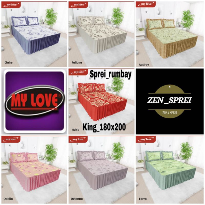 MY LOVE - Sprei Rumbai My Love Ukuran King 180x200 All New My Love Katun Renda