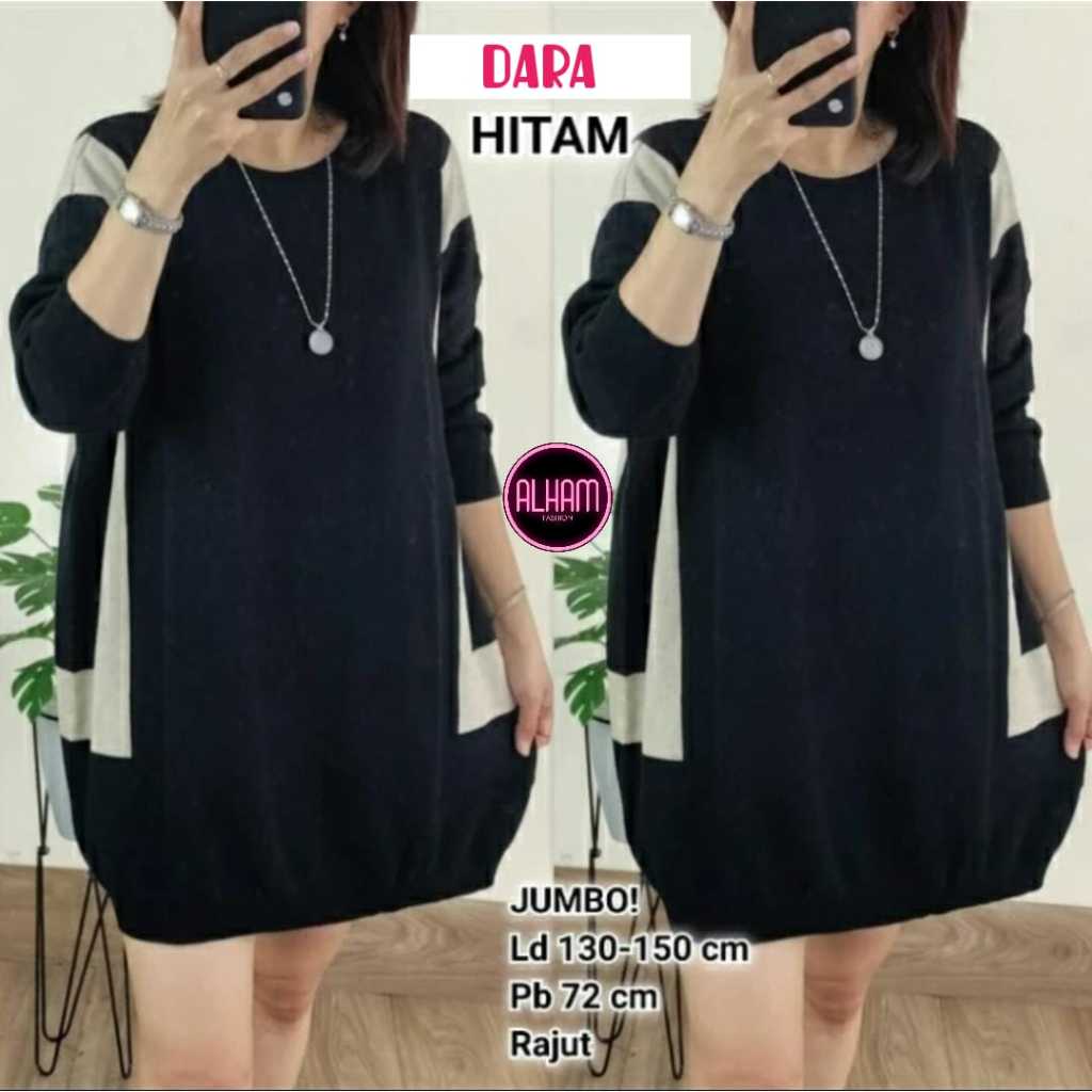 Dara Top Baju Atasan Blouse Wanita Super Jumbo Ld 130 140 150 Bigsize XXXXXL Bahan Premium Rajut Alh