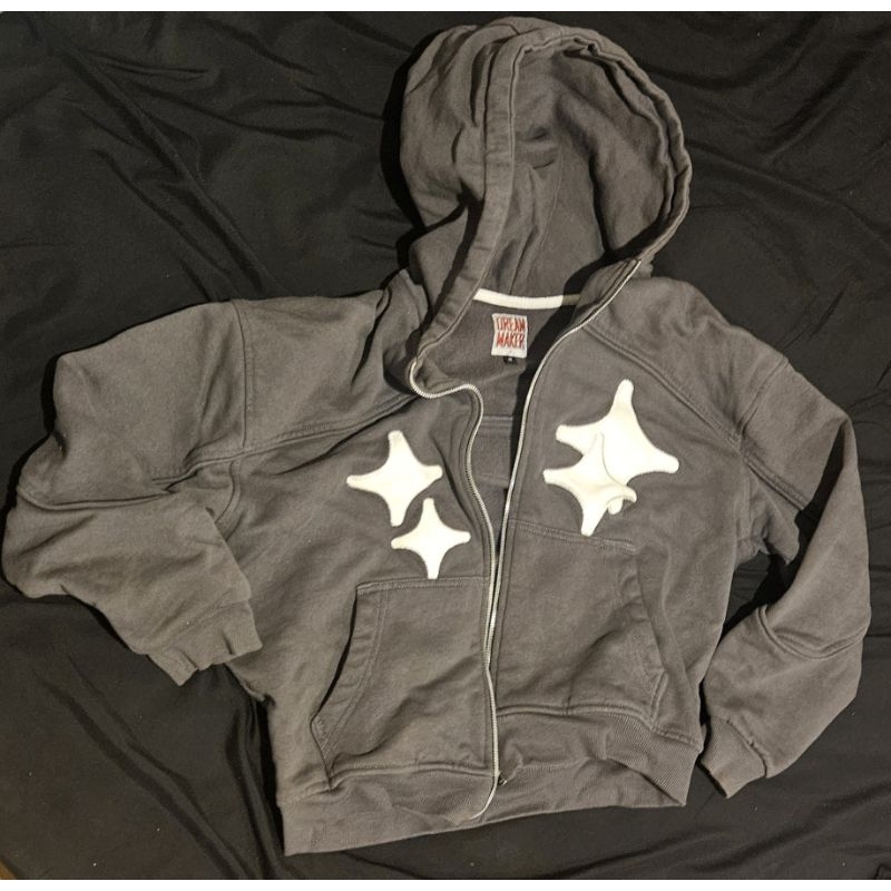 dust la stella multi patch grey zip hoodie