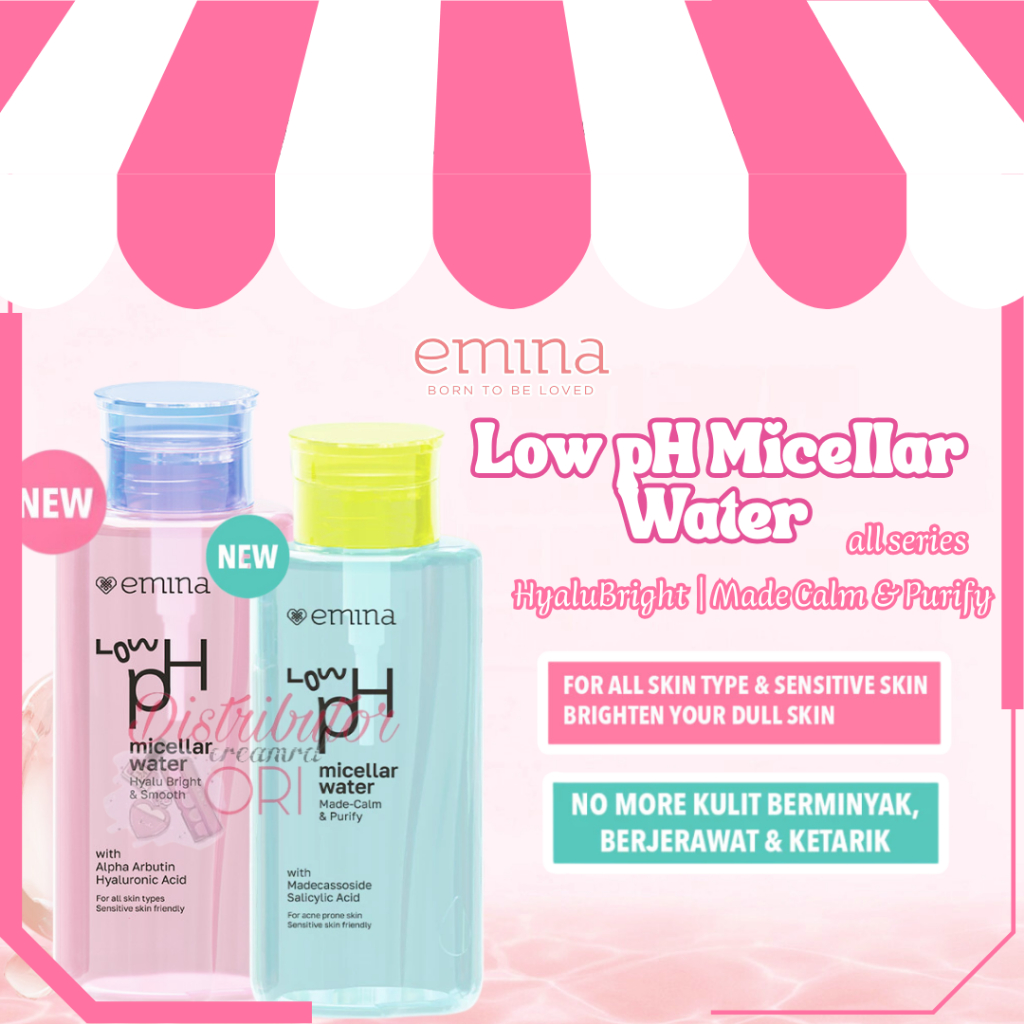Emina Low pH Micellar Water HyaluBright & Smooth - 300ml | Pembersih Wajah-Gentle-Makeup Remover-Dou