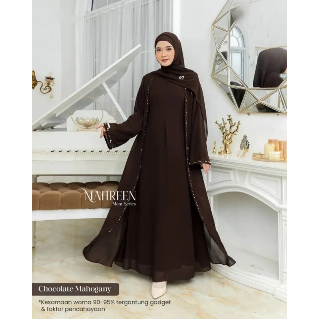 Mahreen Abaya remaja dewasa kekinian/Gamis Putih elegan simple mewah terbaru 2025-