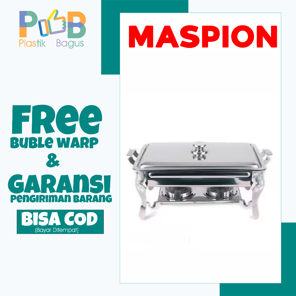 tempat wadah pemanas makanan prasmanan kotak persegi stainless steel maspion Super Pan with Stove SS