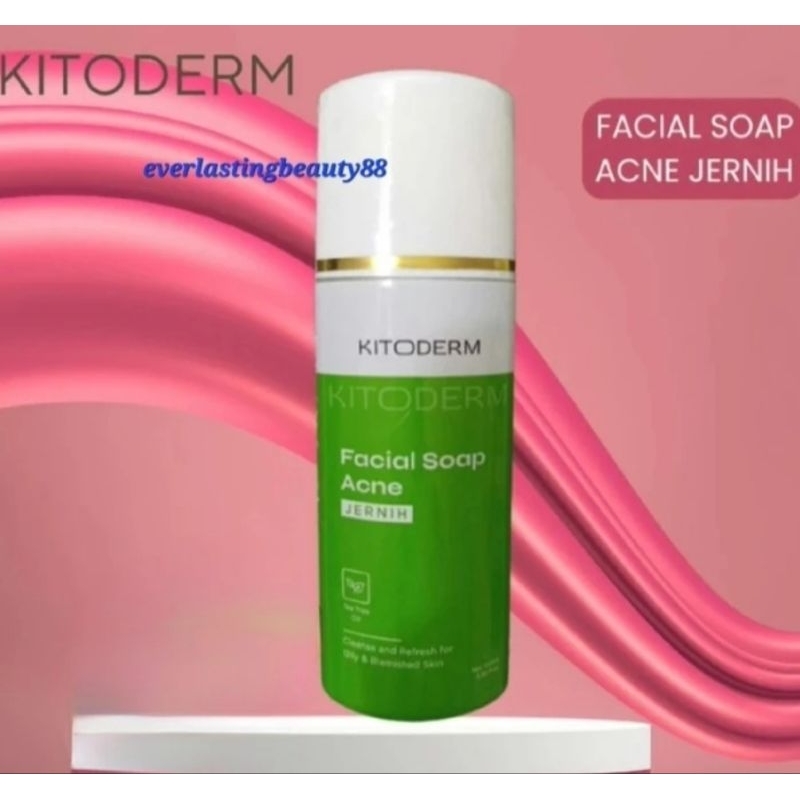 Kitoderm Facial Soap Acne JERNIH ( Bening ) - sabun pembersih wajah kulit berjerawat / jerawat - BPO