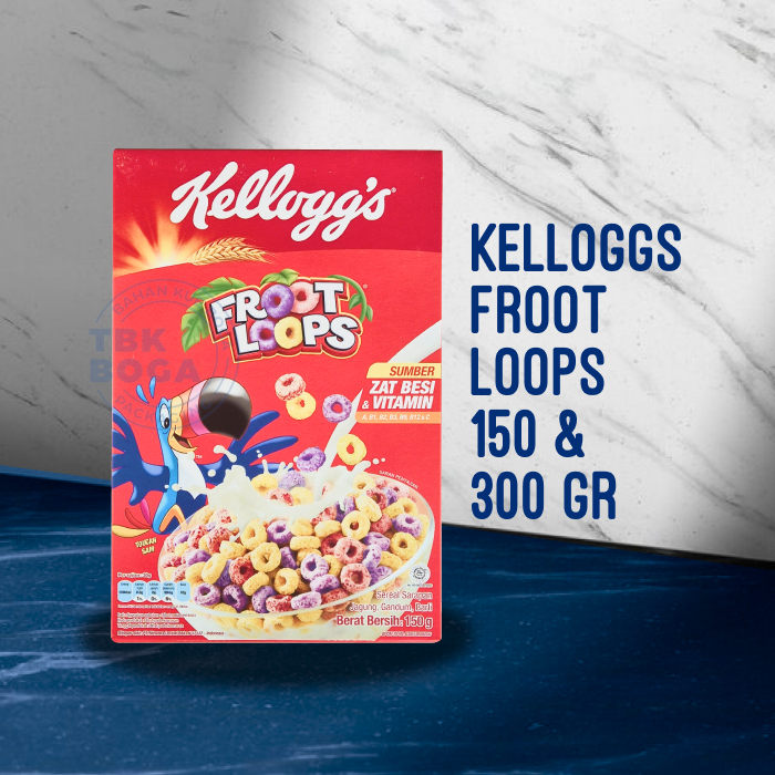 

Kelloggs Froot Loops ( 150, 300 gr ) Sereal Kelogs Cereal Fruit Buah Jagung Gandum Barli Warna
