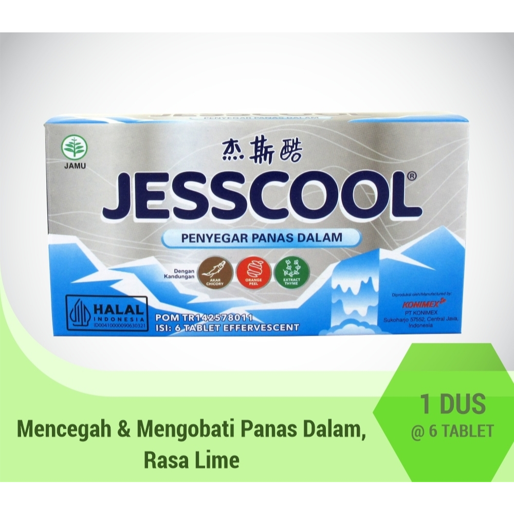 

JESSCOOL Penyegar Panas Dalam Rasa Jeruk Nipis Lime dus 6 strip tablet effervescent