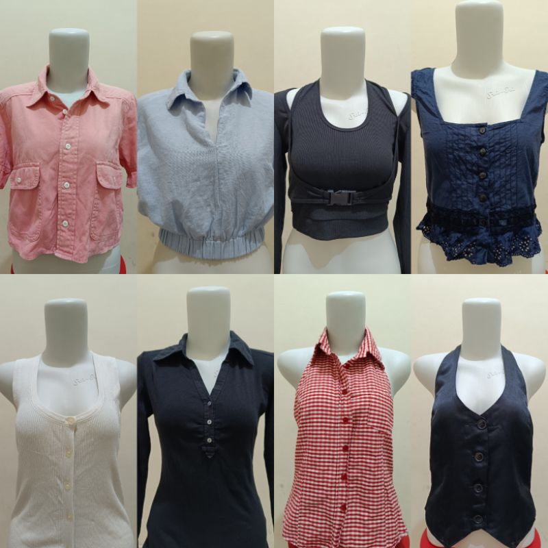 [VOL.1] Preloved Atasan Blouse Berkerah Tanktop Vest Dress Coquette Vintage Y2K Murah