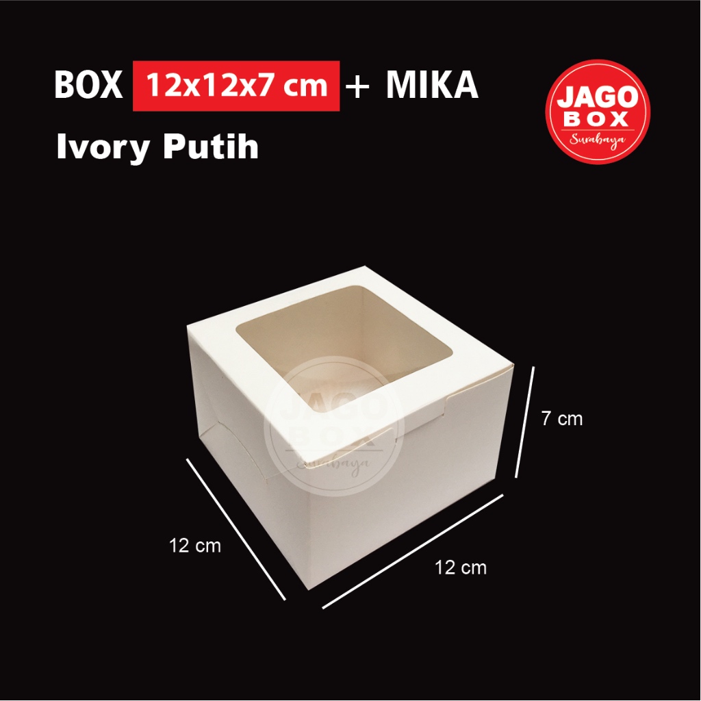 

BOX KOTAK DOS KUE SNACK DESSERT SOUVENIR 12 x 12 x 7cm + MIKA PUTIH