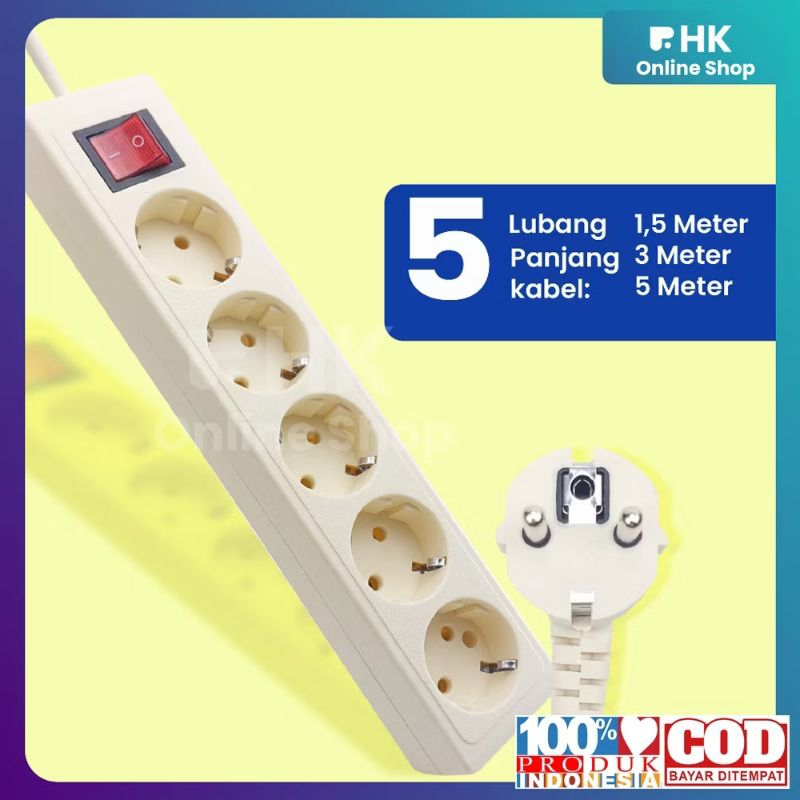 Stop Kontak Kabel 5 Lubang 5 Meter Stop Kontak Listrik