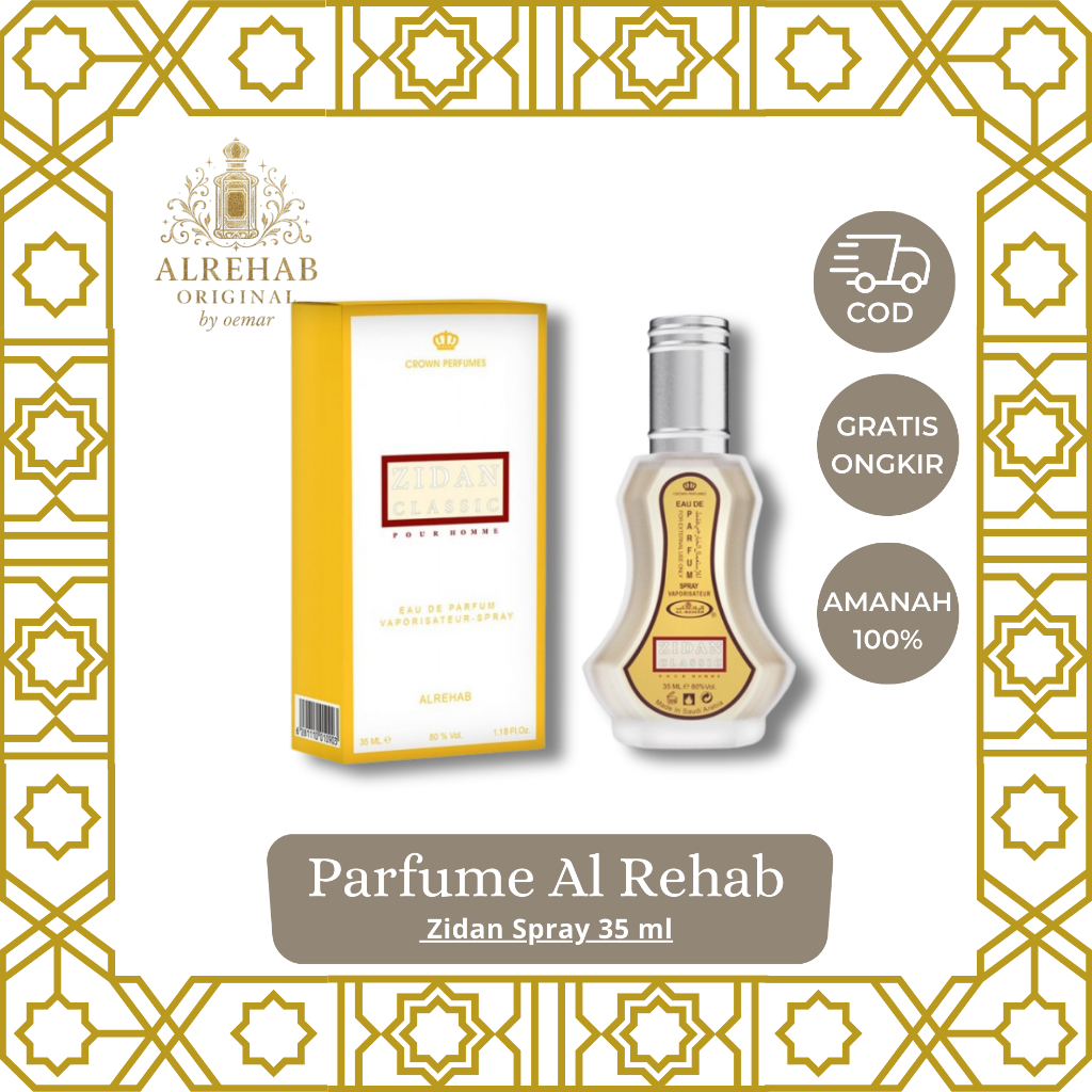 parfum spray zidan alrehab 35ml parfume pria laki import tahan lama al rehab original murah