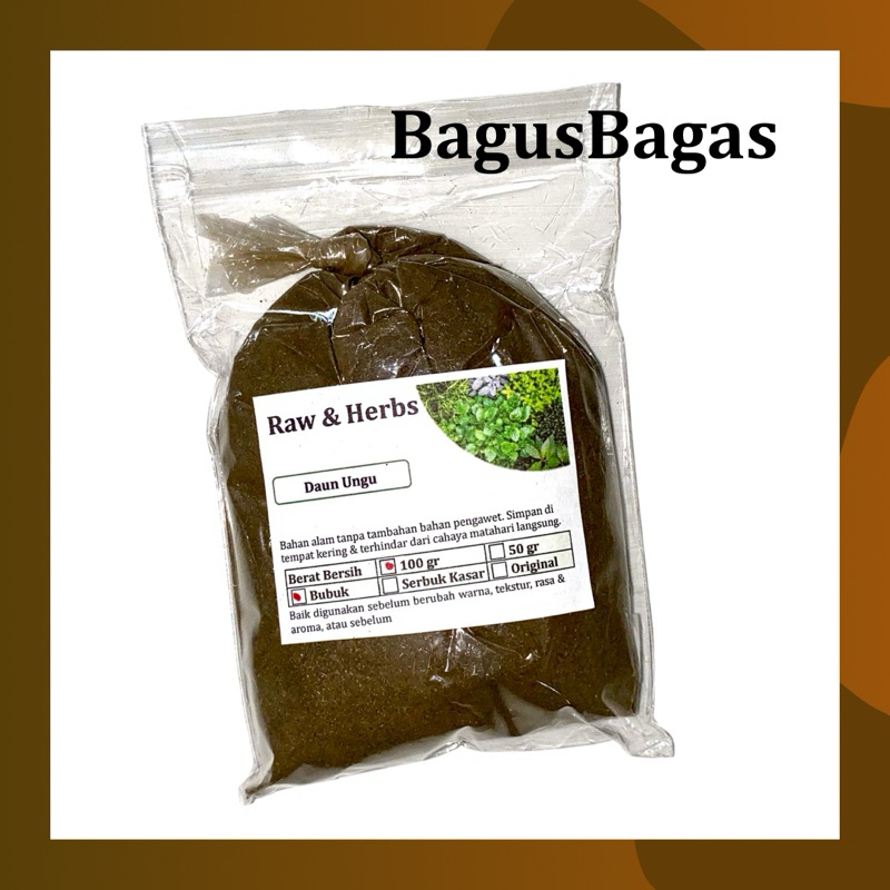 

100gr Bubuk Daun Ungu Murni tanpa Campuran JSR Obat Alami Ambeien Rematik Demam Bisul 100 g