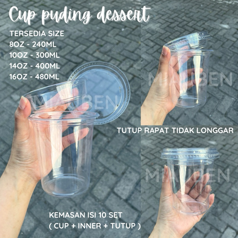 (10set) Mika cup 2 in 1 dessert mika inner fla mika puding saus mika bubur ketan kacang hijau