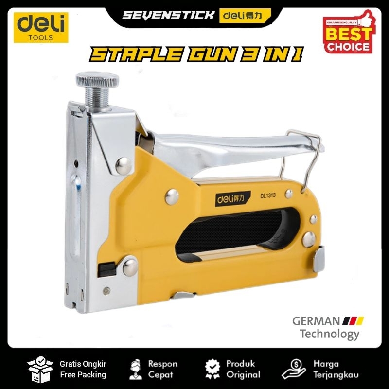 

Deli Staple Gun/Staples Tembak 3 in 1 Chromium molybdenum Bisa 3 Jenis Staples EDL1313 Alat Perkakas