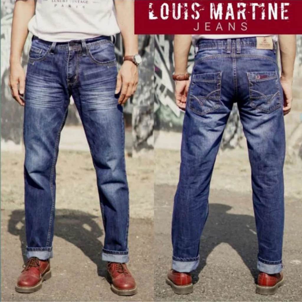 Celana Jeans LOUIS MARTINE Original Celana Jeans Pria Standar Reguler