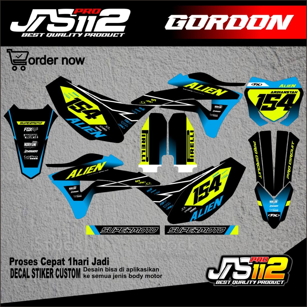 DECAL KLX GORDON DECAL BODY GORDON DECAL KAWASAKI KLX GORDON