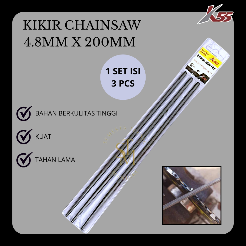 Kikir Bulat Kikir Chain Saw Asah Rantai Senso Mesin Gergaji Potong Kayu Chainsaw 4.8mm - Kikir Ranta